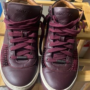 Jimmy Choo Leather & Velvet Sparkle Gym Shoes